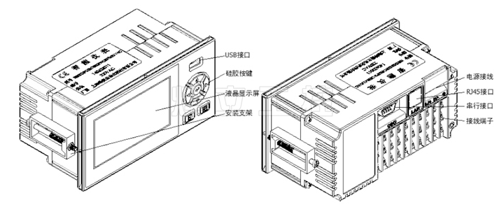 YL6100彩屏無(wú)紙記錄儀結(jié)構(gòu)圖